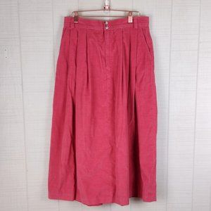 Vintage L.L. Bean Corduroy Midi Skirt Rose Pink Made in USA